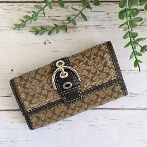 Coach Handbags - Coach Brown Leather Logo Wallet with Buckle
